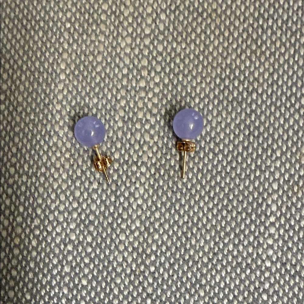 Elegant Genuine Purple Jade Stud Earrings!